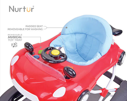 Nurtur 4 In 1 Baby Walker Multifunction Music, Adjustable 5 Height Position, Foldable Car Mould for Kids