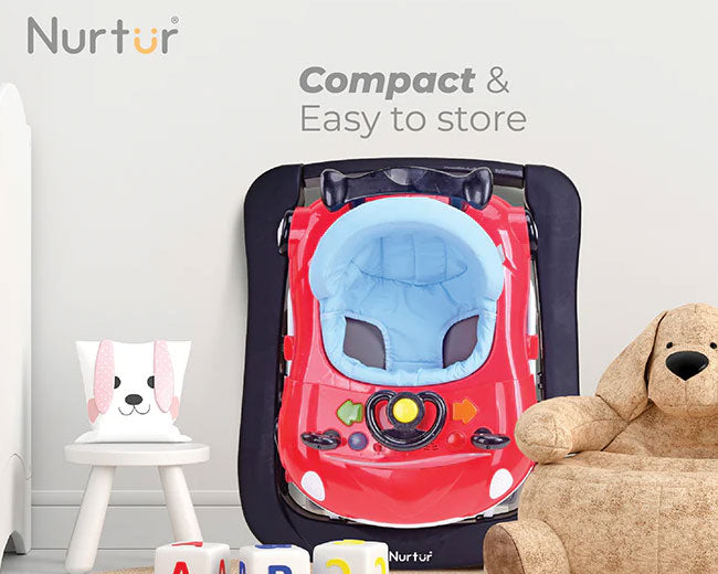 Nurtur 4 In 1 Baby Walker Multifunction Music, Adjustable 5 Height Position, Foldable Car Mould for Kids