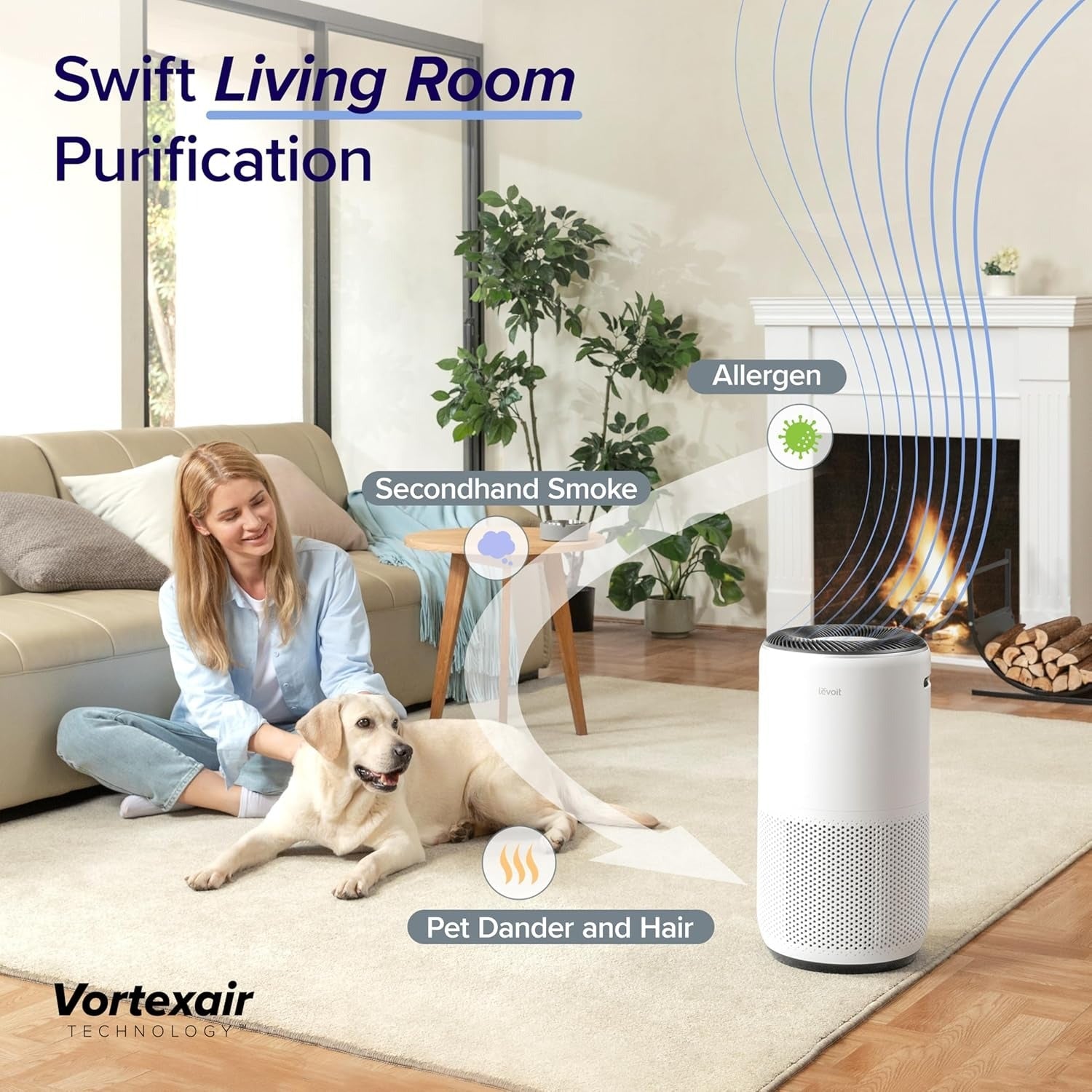 Levoit Core 400S Smart Air Purifier in living room setting