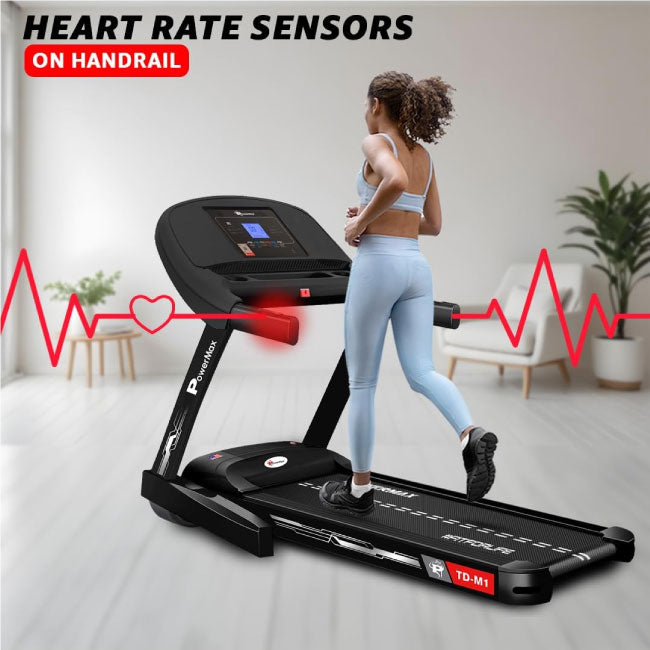 PowerMax Fitness 6HP BLDC Motor Treadmill, 120kg Capacity, Top speed 14kmph, 2 level Manual-Incline TD-M1