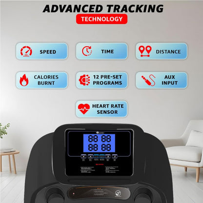 PowerMax Fitness 6HP BLDC Motor Treadmill, 120kg Capacity, Top speed 14kmph, 2 level Manual-Incline TD-M1