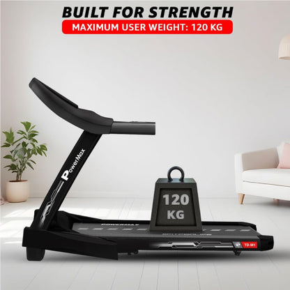 PowerMax Fitness 6HP BLDC Motor Treadmill, 120kg Capacity, Top speed 14kmph, 2 level Manual-Incline TD-M1