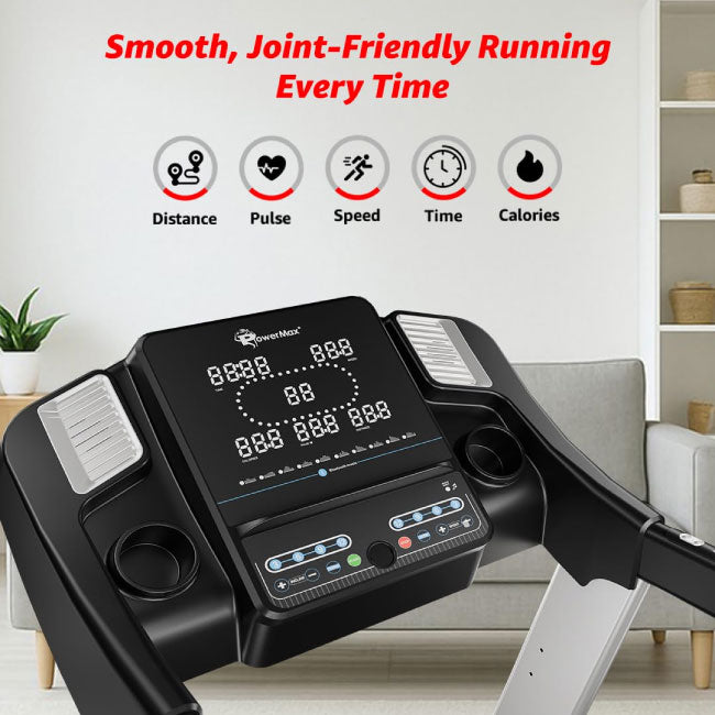 PowerMax Fitness TDA-125 SERIES 4.0HP Peak Motorized Electric Treadmill, LCD Display for Workout