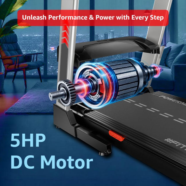 PowerMax Fitness TDA-125 SERIES 4.0HP Peak Motorized Electric Treadmill, LCD Display for Workout