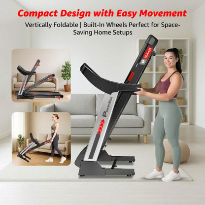 PowerMax Fitness TDA-125 SERIES 4.0HP Peak Motorized Electric Treadmill, LCD Display for Workout