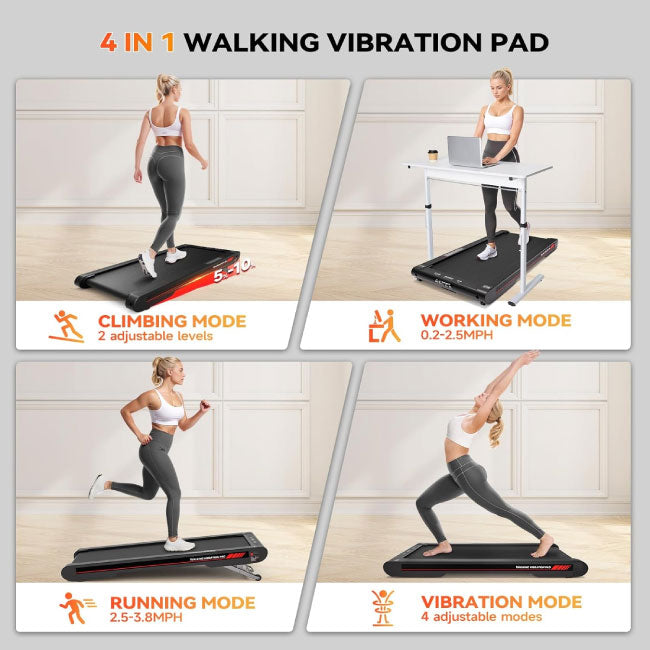 Sperax Walking Vibration Pad with Incline, 2.5HP Low Noise Under Desk Treadmill with App, Remote Control, 265 Lbs Capacity