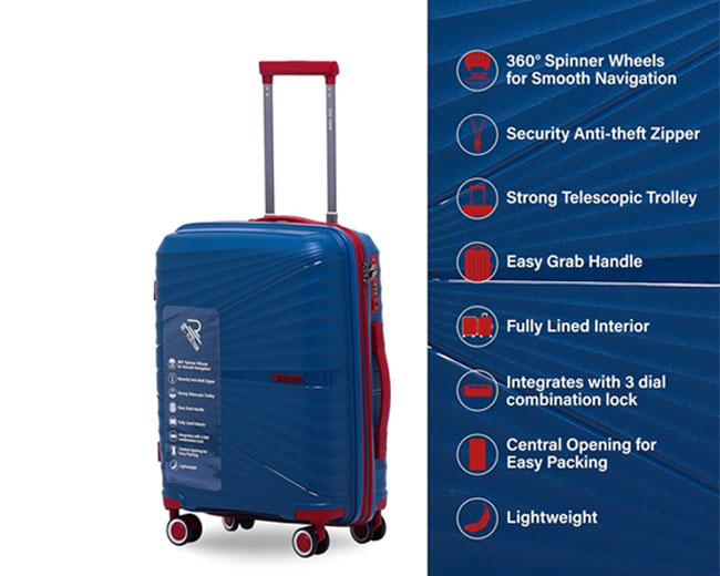 Reflection Classy PP Suitcase 28 Inch, 4 360° Wheels and TSA Lock, Hardshell Telescopic Handle