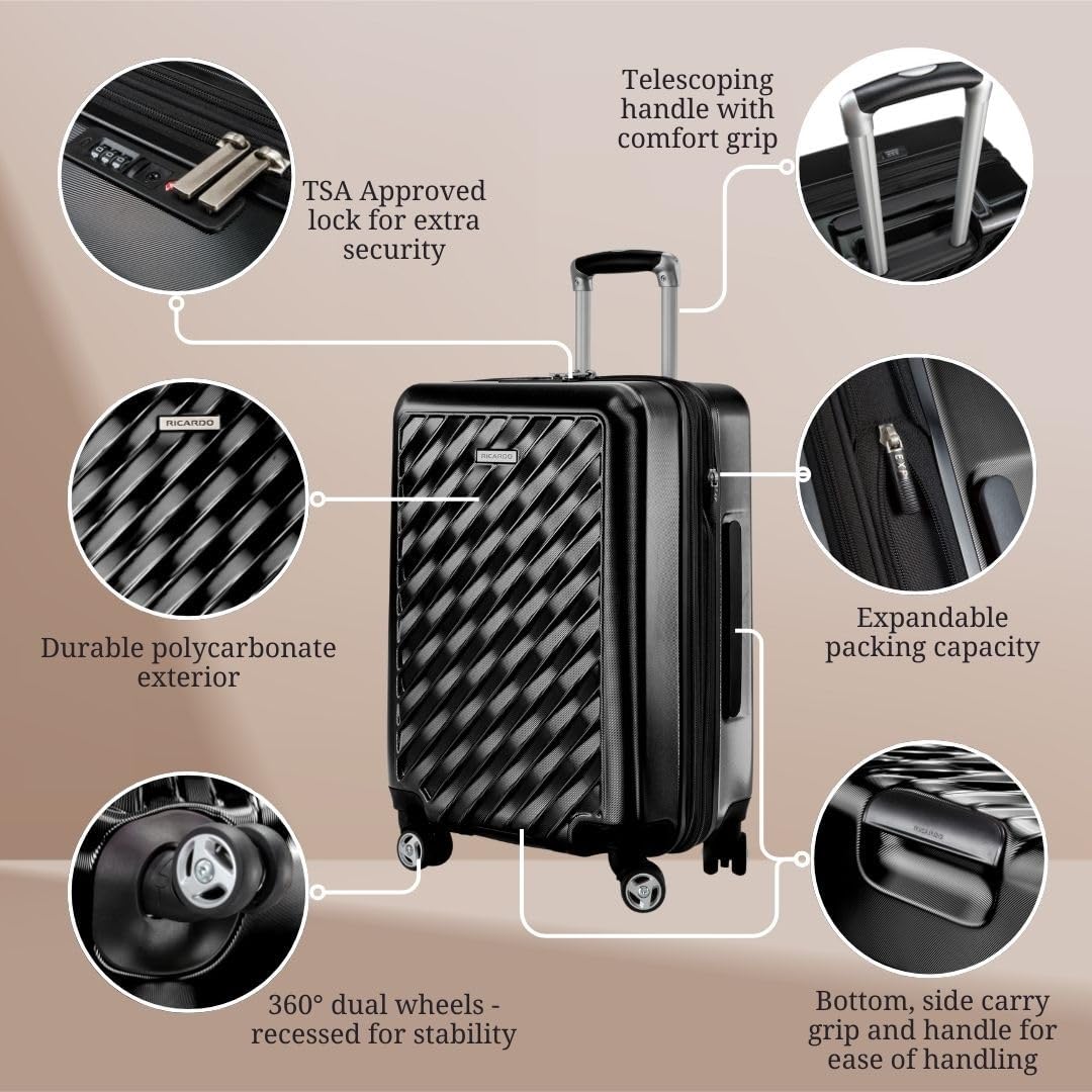 Ricardo Beverly Hills Melrose Hard Case 29 Inch Size, Dual Spinner Wheel Luggage for Travel