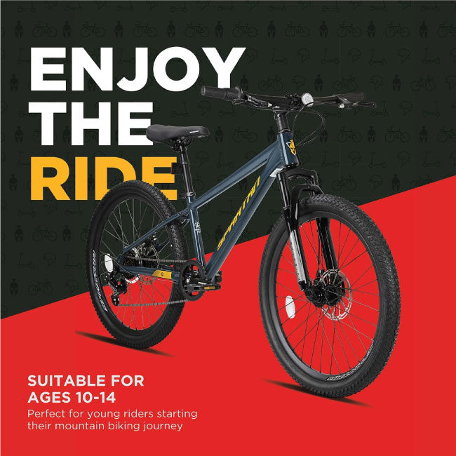 Spartan Maverick 24 Inch Mountain Bike, 7-Speed Gear System, Perfect for Kids and Teens