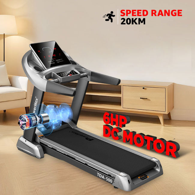 PowerMax Semi Auto Lubrication Treadmill with 3D Smart Touch Keys TDA-500