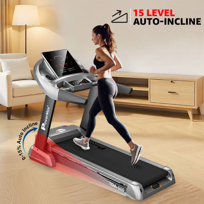 PowerMax Semi Auto Lubrication Treadmill with 3D Smart Touch Keys TDA-500