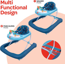 The Moon Stride Baby Walker with Music-Food Tray, Height Adjustable Child Walker 6-18 Months