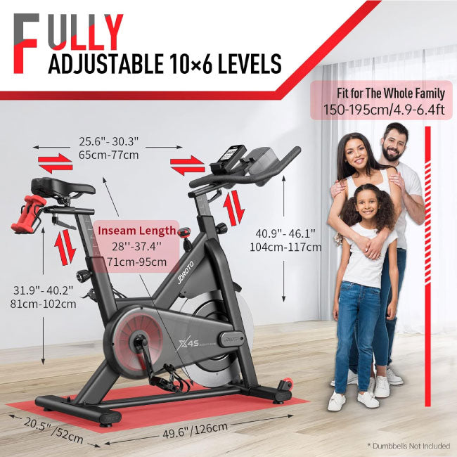 JOROTO X4S Bluetooth Exercise Bike, Indoor Cycling Bike, 330 Pounds Capacity