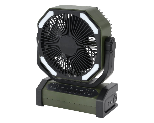 Geepas GF21220 8-Inch Rechargeable Fan - 10000mAh, 30H Backup, LED Light, Remote