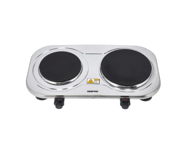 Geepas Stainless Steel Double Hot Plate GHP32024 - 2500W, Two Independent Thermostats