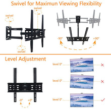 TV wall mount with swivel and level adjustment features on a white background