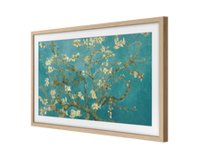 Samsung Modern Teak bezel on 32-inch The Frame TV, angled view; TV not included