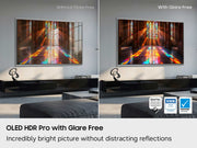 Samsung OLED S95H Glare Free screen comparison in a bright room