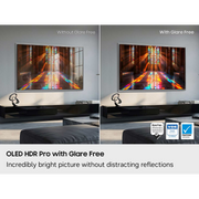 Samsung OLED S95H Glare Free screen comparison in a bright room