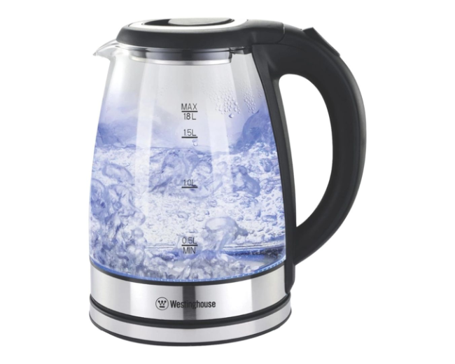 Westinghouse Simple Life Glass Electric Kettle WKWKKL21BK - 1.8L, 1500W, Black